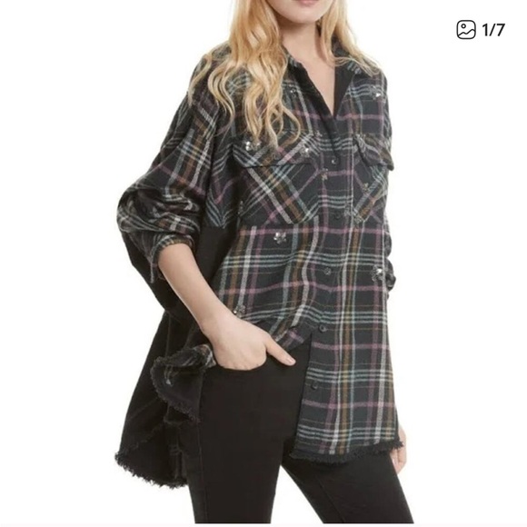 Free People Star Constellations Within Too Sequin Star Flannel Top - Picture 12 of 15